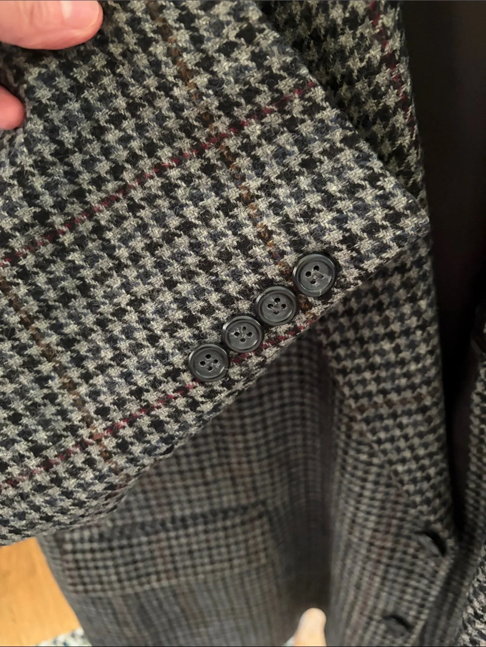 Brooks Brothers Men's Gray Houndstooth Wool Blazer Size 48R